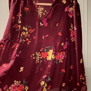 Old Navy Burgundy Floral Blouse